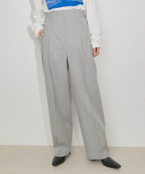 ADAM ET ROPE'（アダムエロペ）の「【洗える】ウールギャバ2タックワイドスラックス（スラックス・レディース・グレー系/チャコール/オリーブ・36/38）」の2枚目の写真