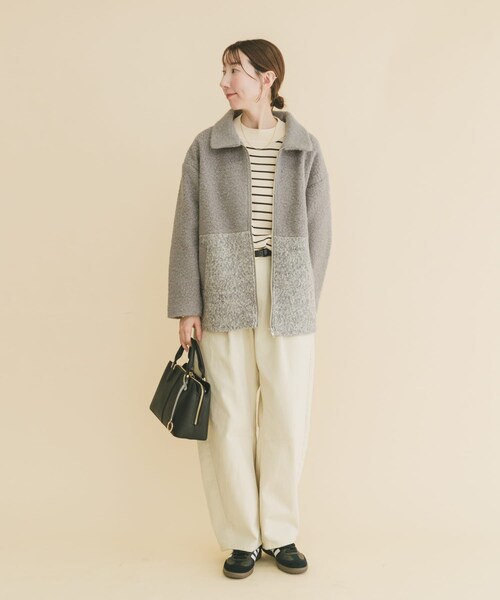 ITEMS URBANRESEARCH(アイテムズ アーバンリサーチ)の「ボア切替ジャケット(テーラードジャケット・レディース・L.BEG/GRY・Free)」の7枚目の写真