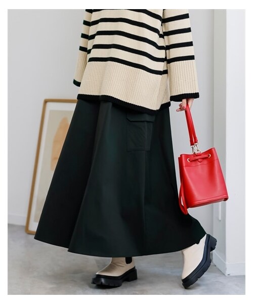 nissen（ニッセン）の「大きいサイズ ポケットデザインロングスカート（ゆったりヒップ）（スカート・レディース・キャラメル/黒/カーキ/アイボリー・L/LL/3L/4L/5L/6L/8L/10L）」の7枚目の写真