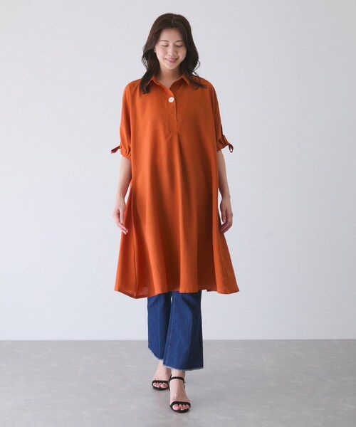 Jayro（ジャイロ）の「袖リボンワンピース（ワンピース・レディース・ブラック/グレー/ベージュ/グリーン/ネイビー/ブルー系/レッド系/イエロー/ダークグリーン/ワイン系/レンガ系・F）」の18枚目の写真