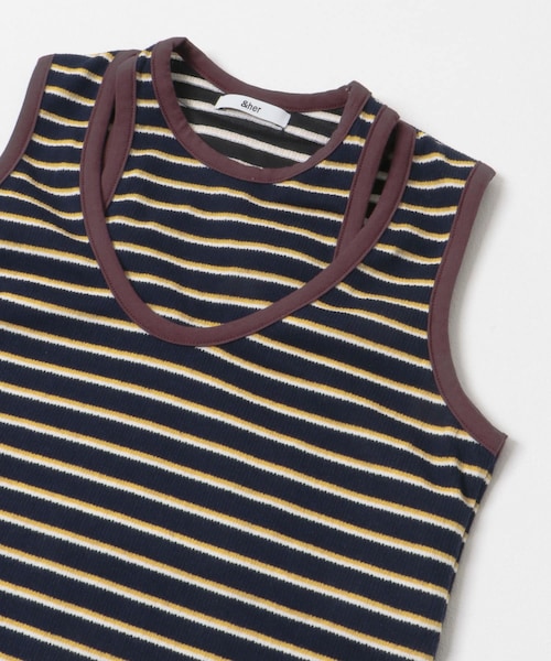 THE GOODLAND MARKET（ザグッドランドマーケット）の「&her　Border Tank（タンクトップ・レディース・GRAY/BROWN・FREE）」の14枚目の写真