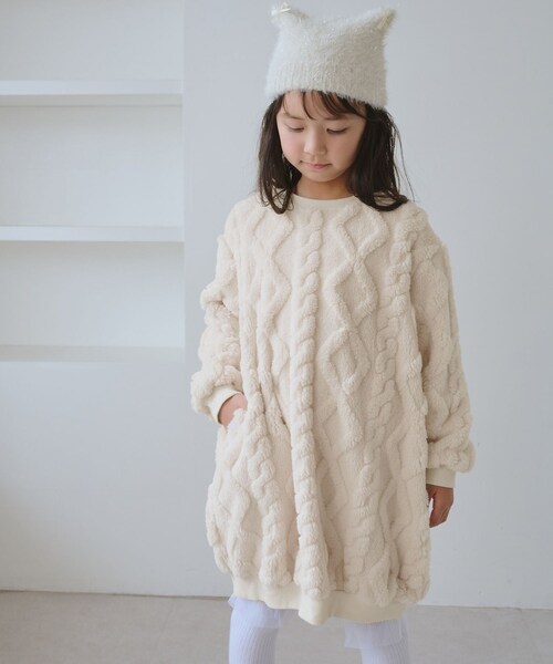 ROPE' PICNIC（ロペピクニック）の「【KIDS/キッズ】ケーブルボアワンピース（ワンピース・キッズ・キナリ/ブラウン・120/130/140/150）」の13枚目の写真