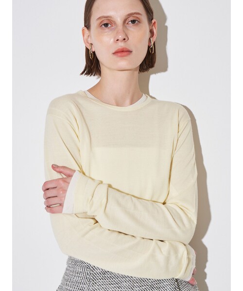 ELENDEEK(エレンディーク)の「WOOL SHEER LONG-T KT(ニット/セーター・レディース・オフホワイト/ブラック/ピンク/イエロー/ブルー・F)」の10枚目の写真