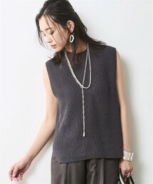 nissen | 【CHIC　STYLE】綿麻畦編ニットベスト(ベスト)