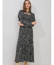 MERCURYDUO | 2WAYペイントドットシャーリングロングスリーブワンピース(ワンピース)