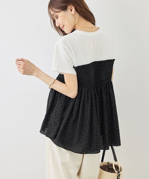 ROPE' PICNIC(ロペピクニック)の「【ベストヒット】シャーリングドッキングハーフスリーブカットソー(Tシャツ/カットソー・レディース・ブラック/ブラック系/ホワイト系/ベージュ・F)」の18枚目の写真