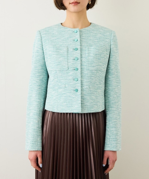 ROPE'(ロペ)の「ツイードノーカラージャケット(ノーカラージャケット・レディース・ブラック系/ターコイズ・36/38)」の19枚目の写真