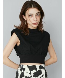 EVRIS | パワーショルダークロップドスウェットトップス(Tシャツ/カットソー)