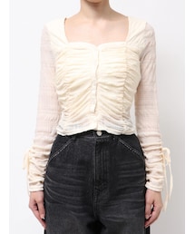 EMODA | フロントボタンギャザートップ(Tシャツ/カットソー)