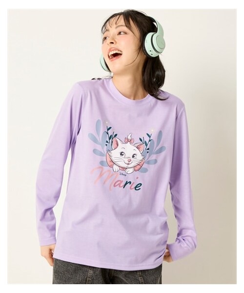 nissen（ニッセン）の「大きいサイズ　長袖プリントＴシャツ（ディズニー）（Tシャツ/カットソー・レディース・杢オートミール(プー)/ラベンダー(マリー)/カーキ(ミッキー)/黒(プー)/チャコールグレー(バックミッキー)・L/LL/3L/4L/5L/6L/8L/10L）」の5枚目の写真