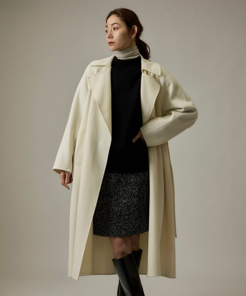 ROPE'（ロペ）の「ラムウールリバーロングコート【Sサイズフェア対象】（チェスターコート・レディース・グレー/オフホワイト/ベージュ系/キミドリ・34/36/38）」の22枚目の写真