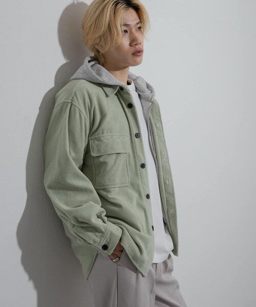 SENSE OF PLACE by URBAN RESEARCH(センスオブプレイスバイアーバンリサーチ)の「フリースフラップルーズシャツ(シャツ/ブラウス・メンズ・L.GRAY/MINT/NAVY・M/L)」の15枚目の写真