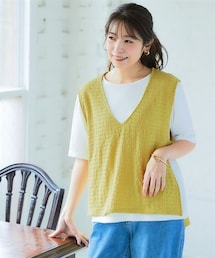 nissen | 2点セット（ポコポコ素材ベスト＋Tシャツ）(ベスト)