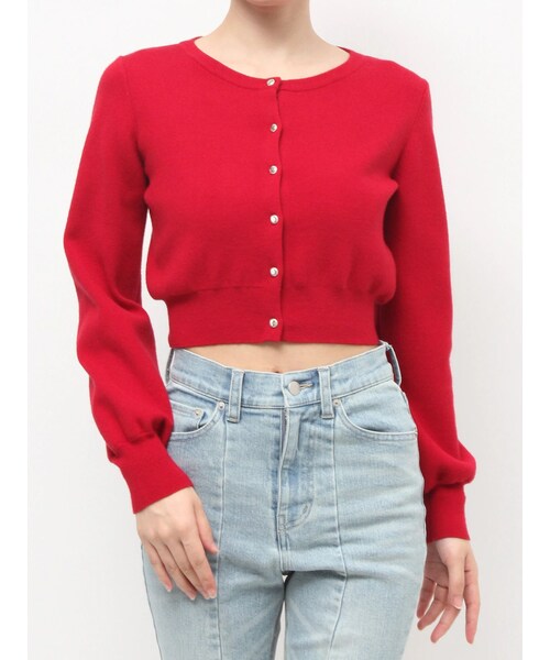 RESEXXY（リゼクシー）の「クルーネックニットカーディガン（カーディガン/ボレロ・レディース・アイボリー/ライトグレー/ブラック/レッド/ピンク・F）」の9枚目の写真