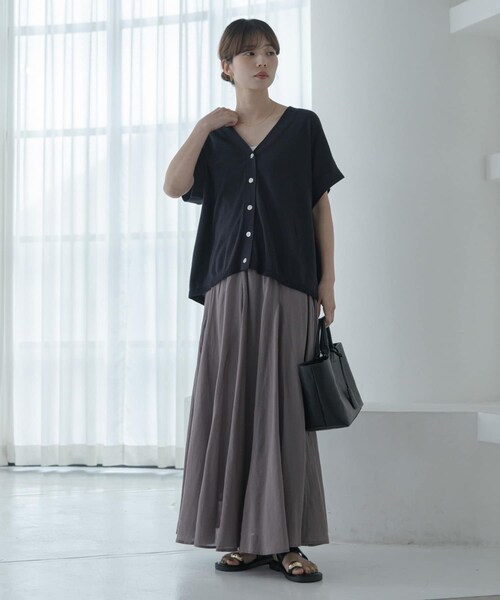 URBAN RESEARCH Sonny Label（アーバンリサーチサニーレーベル）の「クールミストフレンチニットカーディガン（カーディガン/ボレロ・レディース・ブラック/L.グレー/モカグレー・Free）」の9枚目の写真