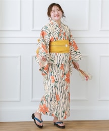＜大きいサイズ＞ 一人で着られる簡単ひも付二部式浴衣（接触冷感）
