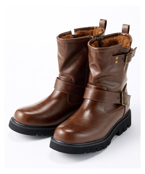 nissen（ニッセン）の「裏側エコファーエンジニアブーツ（ワイズ３E）（ブーツ・メンズ・【廃番】黒/オーク/ダークブラウン/黒・S=23.0cm/M=24.0cm/L=25.0cm/LL=25.5cm）」の4枚目の写真