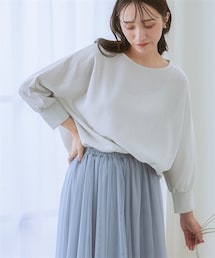 nissen | 上品ラメ入セミドルマンカットソートップス(Tシャツ/カットソー)