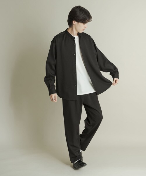 SENSE OF PLACE by URBAN RESEARCH（センスオブプレイスバイアーバンリサーチ）の「ウールライクバンドカラールーズシャツ（シャツ/ブラウス・メンズ・BLACK/CHARCOAL/GREIGE/D.NAVY/BEG CHECK・M/L）」の17枚目の写真