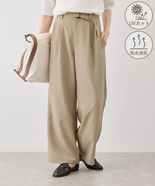 ROPE' PICNIC(ロペピクニック)の「【ちゃんと+かわいい保証】エアリーリネンライク タックワイドパンツ/UVカット・速乾(その他パンツ・レディース・ブラック/ダークブラウン/キャメル/ベージュ/ネイビー/オフホワイト/サックス・L/M/S/XL)」の17枚目の写真