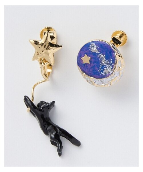 nissen（ニッセン）の「gargle（ガーグル）星を追うネコ（選べるピアス・イヤリング）（ピアス（両耳用）・メンズ・パープル/グリーン・1=ピアス/2=イヤリング）」の5枚目の写真