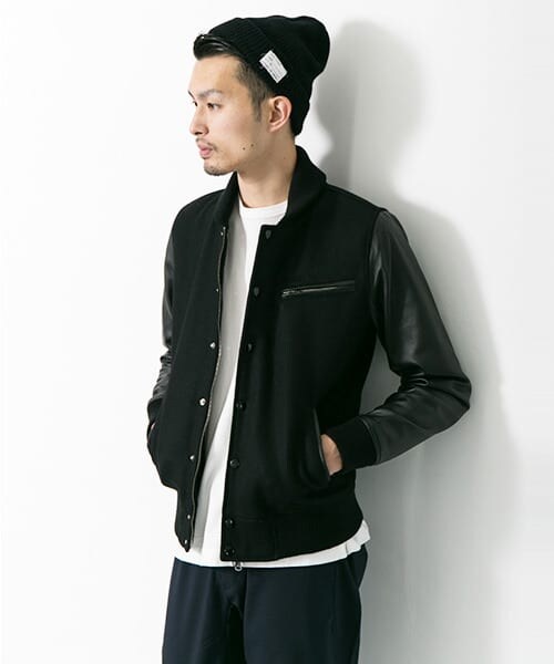 URBAN RESEARCH（アーバンリサーチ）の「URiD　メルトン/ラムレザー スタジャン（スタジャン・メンズ・BLACK/NAVY/CAMEL・S/M/L）」の16枚目の写真