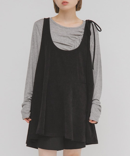 KBF（ケイビーエフ）の「2WAYローフレアミニワンピース（ワンピース・レディース・BROWN/BLACK・one）」の5枚目の写真