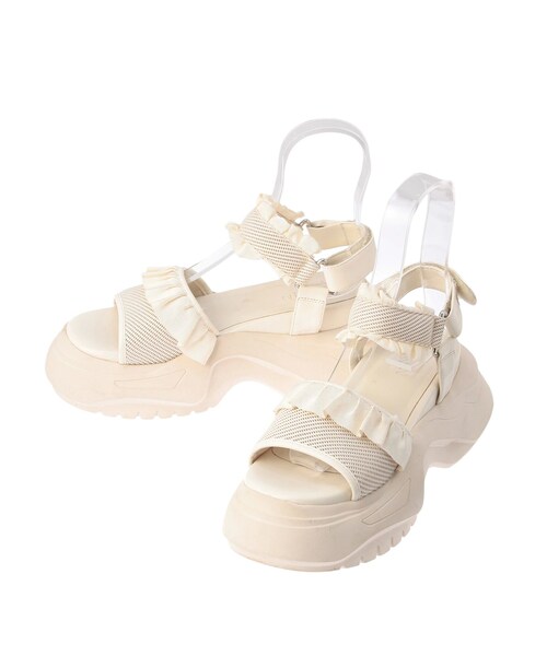 merry jenny（メリージェニー）の「フリルメッシュスニーカーサンダル（サンダル・レディース・アイボリー/ピンク/ブルー/ブラック・S/M/L）」の3枚目の写真