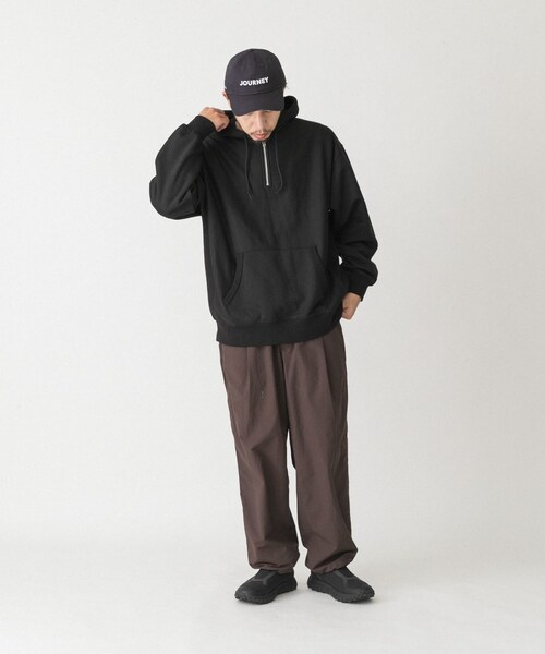 EKAL（エカル）の「QUICK DRY ハーフジップフーディー（スウェット・メンズ・グレー/ブラック・M/L）」の4枚目の写真