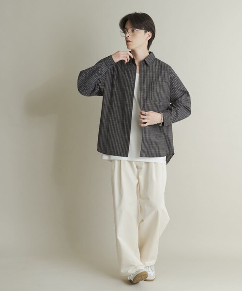 SENSE OF PLACE by URBAN RESEARCH(センスオブプレイスバイアーバンリサーチ)の「マイクログラフチェックロングスリーブシャツ(シャツ/ブラウス・メンズ・WHT×BLK/BLK×WHT/D.PPL×WHT・M/L)」の20枚目の写真