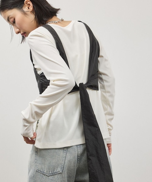ADAM ET ROPE'（アダムエロペ）の「リボンタンクコンビロンT（Tシャツ/カットソー・レディース・ホワイト系/ダークブラウン系・F）」の18枚目の写真