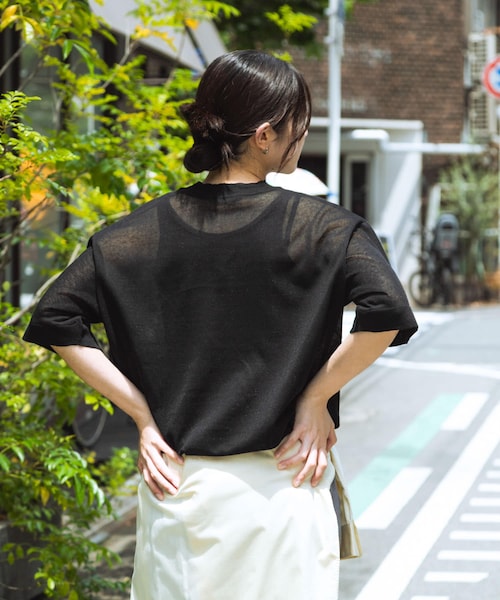 EKAL（エカル）の「ハイゲージニットTシャツ（ニット/セーター・レディース・キャメル/杢グレー/パープル/グレー/ブラック・Free）」の11枚目の写真