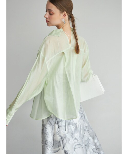 MERCURYDUO（マーキュリーデュオ）の「バックスリットシアーシャツ（シャツ/ブラウス・レディース・オフホワイト/チャコールグレー/ピンク/オレンジ/ライム/ブルー/ネイビー/ラベンダー/ベージュ・F）」の19枚目の写真