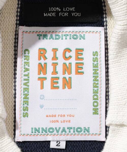 ADAM ET ROPE'（アダムエロペ）の「【RICE NINE TEN/ライス ナイン テン】KNITTED SOCCER SHIRT（ポロシャツ・メンズ・ホワイト系/ネイビー・1/2）」の12枚目の写真