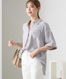 nissen | とろみ素材　胸ポケットオープンカラ―シャツ(シャツ/ブラウス)