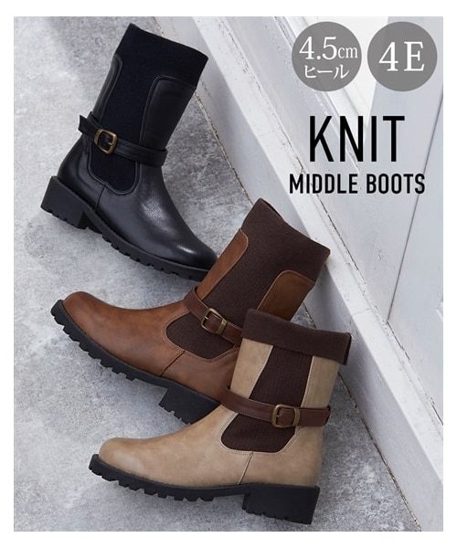 nissen（ニッセン）の「【ゆったり幅広】ベルト付ニット切替えミドルブーツ（低反発中敷）（ワイズ４Ｅ）（ブーツ・メンズ・黒/ブラウン/オーク/チャコールグレー/カーキ・M=23.0~23.5cm/4E/L=24.0~24.5cm/4E/LL=25.0~25.5cm/4E/3L=26.0~26.5cm/4E）」の20枚目の写真