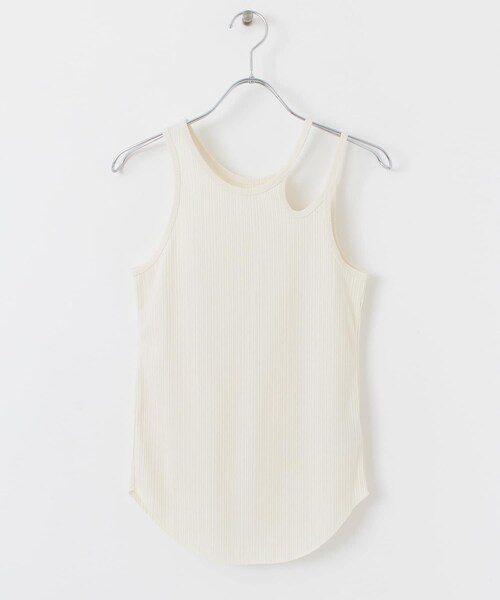 KBF（ケイビーエフ）の「アシメネックタンクトップ（タンクトップ・レディース・CHARCOAL/IVORY/ORG BROWN・one）」の7枚目の写真
