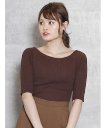 dazzlin | ボートネックイレリブハーフスリーブニットトップス(ニット/セーター)
