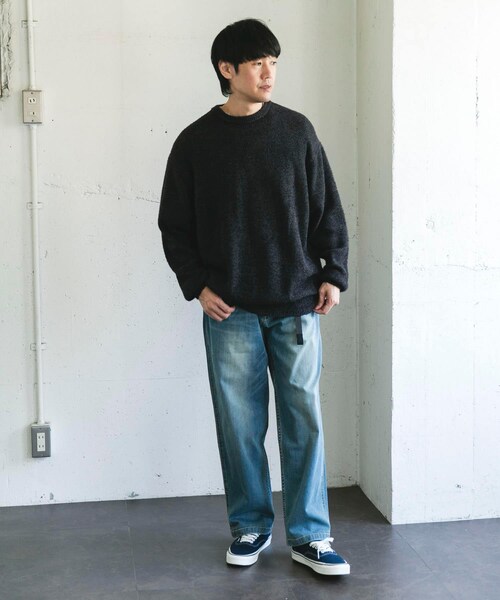 URBAN RESEARCH DOORS（アーバンリサーチドアーズ）の「メランジシャギー クルーネックニット（ニット/セーター・メンズ・BLUE/BLACK・M/L）」の16枚目の写真