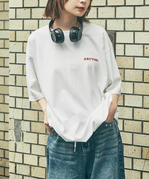 URBAN RESEARCH（アーバンリサーチ）の「551蓬莱×UR　ドロストショートスリーブTシャツ（Tシャツ/カットソー・レディース・OFF/CHARCOAL/ICE BLUE・S/M/L/XL）」の8枚目の写真