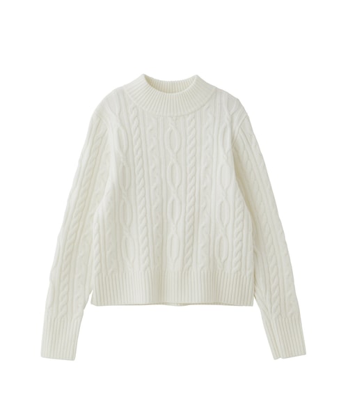 ROPE'(ロペ)の「【一部店舗限定】カシミヤブレンド ケーブルビルドネックニットプルオーバー(ニット/セーター・レディース・オフホワイト/ネイビー系・F)」の3枚目の写真