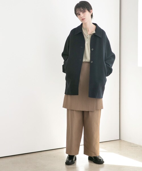 URBAN RESEARCH（アーバンリサーチ）の「スーパー140ステンカラーリバーミドルコート（ステンカラーコート・レディース・BRICK/NAVY/BLACK・FREE）」の13枚目の写真