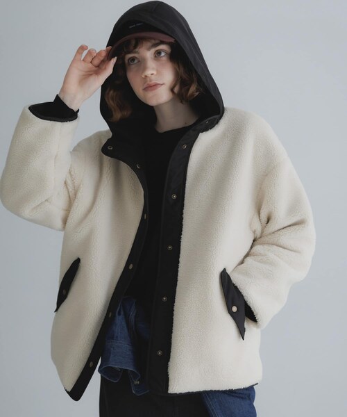 URBAN RESEARCH Sonny Label（アーバンリサーチサニーレーベル）の「リバーシブルボア撥水ショートコート（その他アウター・レディース・アイボリー/ブラック/チャコール・Free）」の9枚目の写真