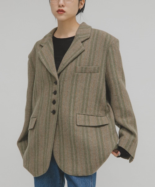 KBF（ケイビーエフ）の「ウールMIXテーラードジャケット（テーラードジャケット・レディース・ORANGE/GREEN・One）」の5枚目の写真