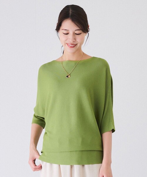 Jayro（ジャイロ）の「ドルマンニットプルオーバー（ニット/セーター・レディース・ブラック/ホワイト/ベージュ/グリーン/ライトグリーン/ネイビー/ブルー系/サックス/ピンク/ローズピンク/イエロー・F）」の10枚目の写真