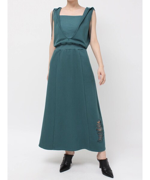 EVRIS（エヴリス）の「ビスチェセットフーディロングワンピース（ワンピース・レディース・グレー/ブラック/ブルー・F）」の7枚目の写真