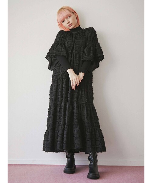 merry jenny（メリージェニー）の「squareティアードロングドレス（ドレス・レディース・ブラック/ベージュ/ミックス・S/M/F）」の13枚目の写真