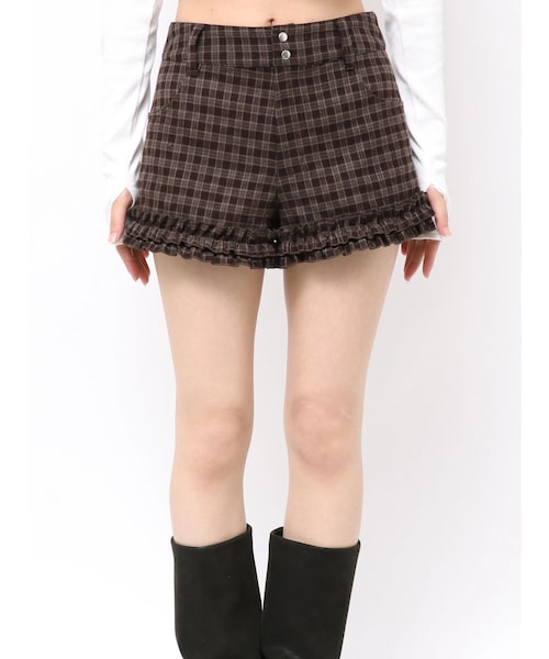 EMODA（エモダ）の「ヘムフリルショートパンツ（その他パンツ・レディース・グレー/ブラック/ブラウン・S/M）」の6枚目の写真