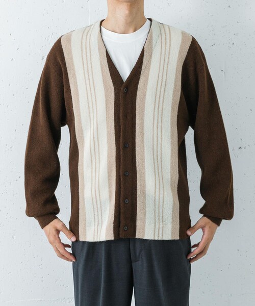 URBAN RESEARCH（アーバンリサーチ）の「UNDYED ALPACA STRIPE CARDIGAN（カーディガン/ボレロ・メンズ・BLACK/BROWN・3/4）」の10枚目の写真