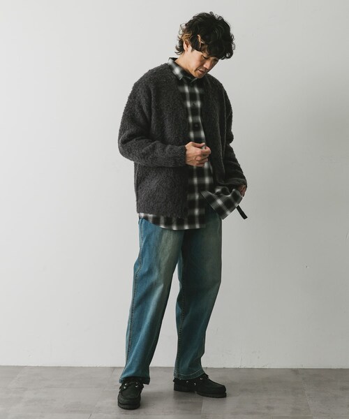 URBAN RESEARCH DOORS（アーバンリサーチドアーズ）の「MIXカラー ヘアリーニットカーディガン（カーディガン/ボレロ・メンズ・BLUE/BROWN/CHARCOAL・M/L）」の10枚目の写真